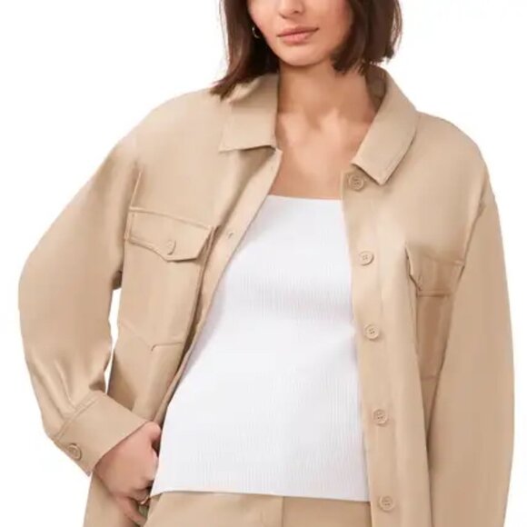 Faux Leather Shirt Jacket Halogen® - Picture 4 of 4